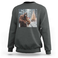 Funny Bigfoot With Cat Selfie Christmas Sweatshirt - Wonder Print Shop