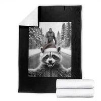 Funny Racoon With Bigfoot Selfie Christmas Throw Blanket - Wonder Print Shop