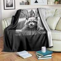 Funny Racoon With Bigfoot Selfie Christmas Throw Blanket - Wonder Print Shop