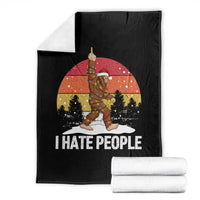 Funny Bigfoot Christmas Throw Blanket I Hate People - Wonder Print Shop