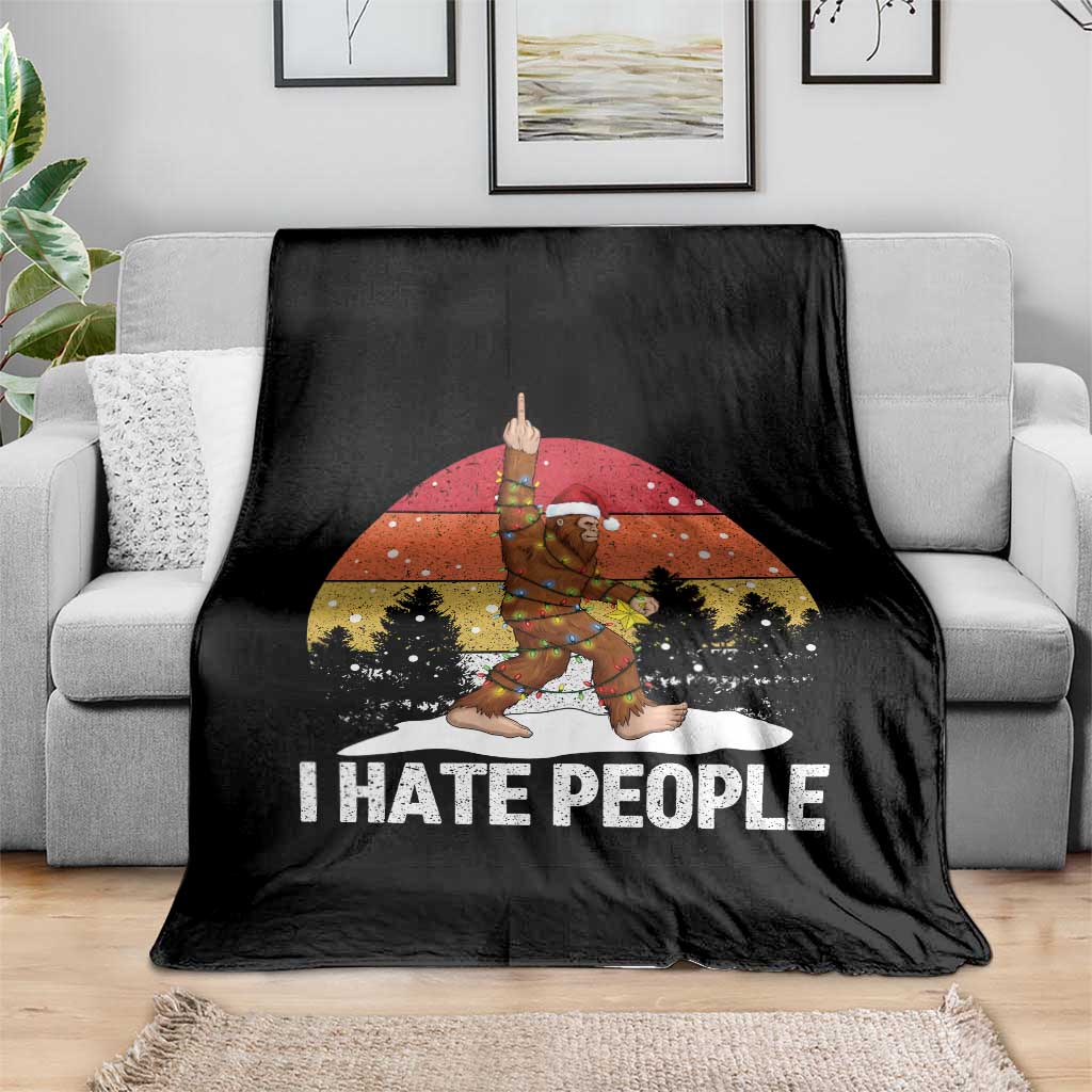 Funny Bigfoot Christmas Throw Blanket I Hate People - Wonder Print Shop