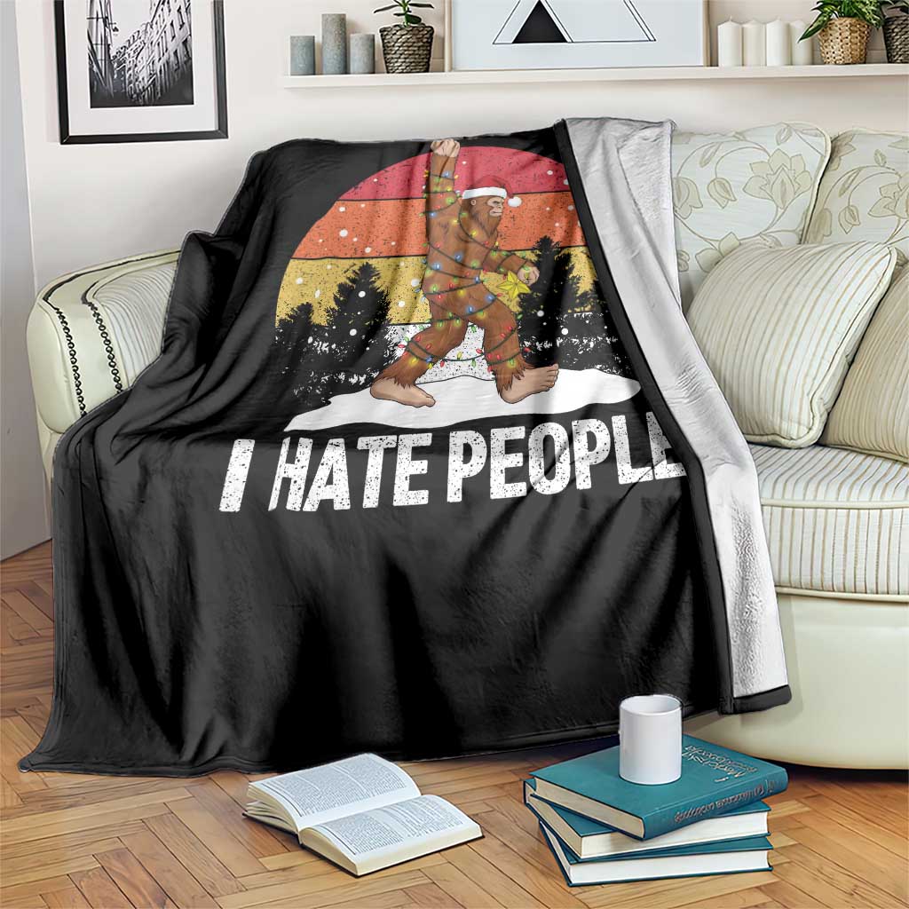 Funny Bigfoot Christmas Throw Blanket I Hate People - Wonder Print Shop