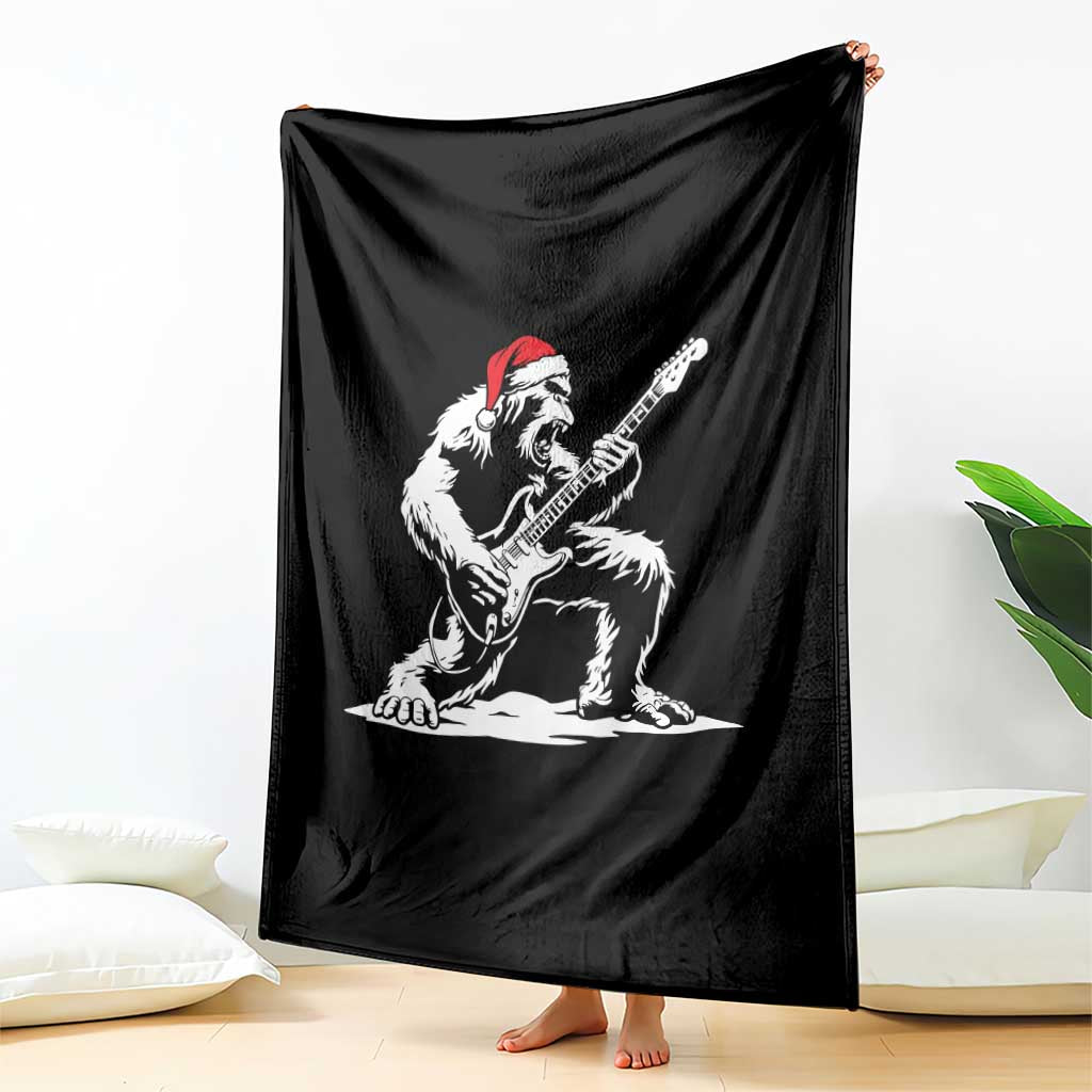 Funny Bigfoot Guitar Throw Blanket Rock and Roll Christmas - Wonder Print Shop