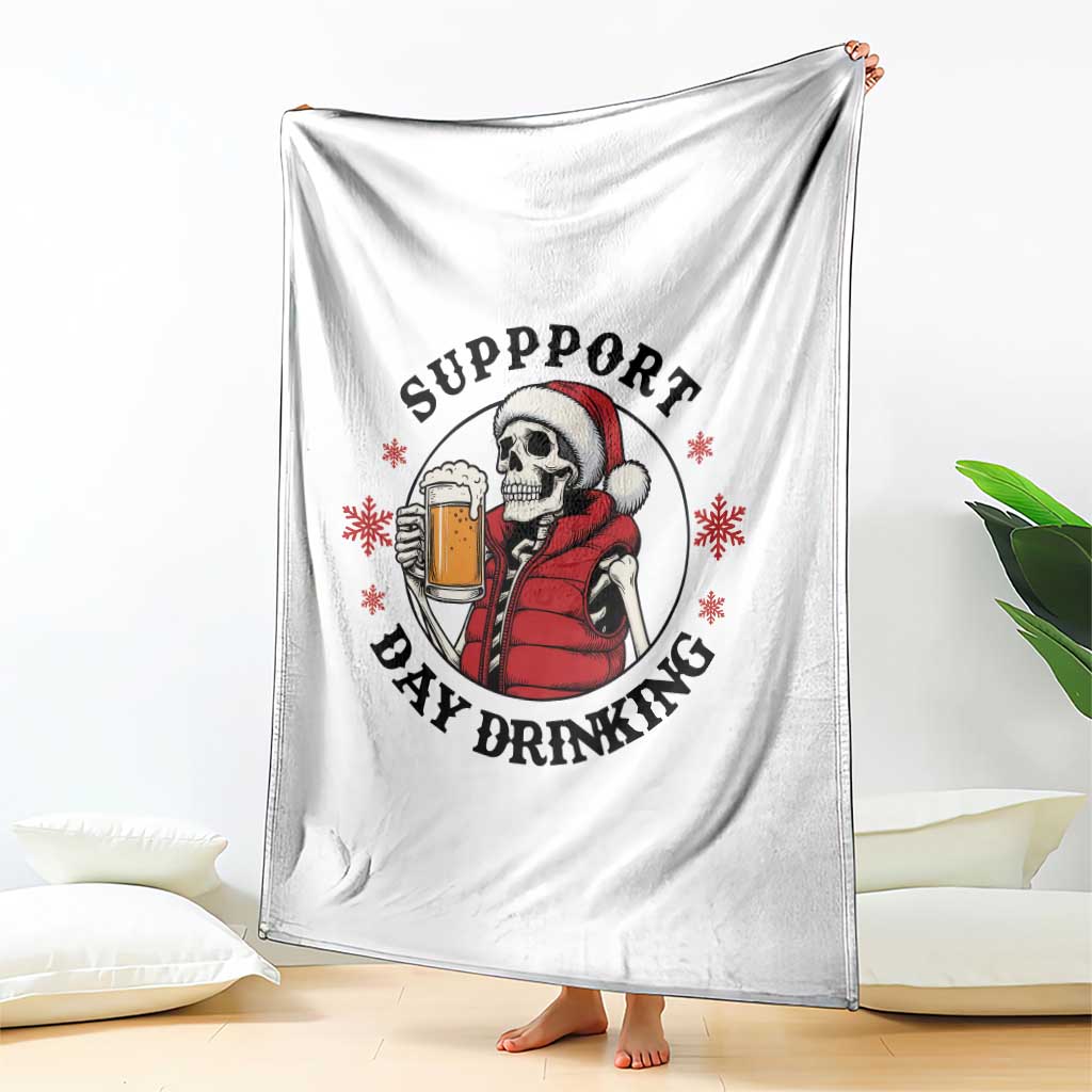 Funny Skeleton Beer Christmas Throw Blanket Support Day Drinking - Wonder Print Shop
