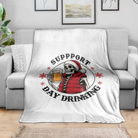 Funny Skeleton Beer Christmas Throw Blanket Support Day Drinking - Wonder Print Shop