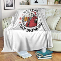 Funny Skeleton Beer Christmas Throw Blanket Support Day Drinking - Wonder Print Shop