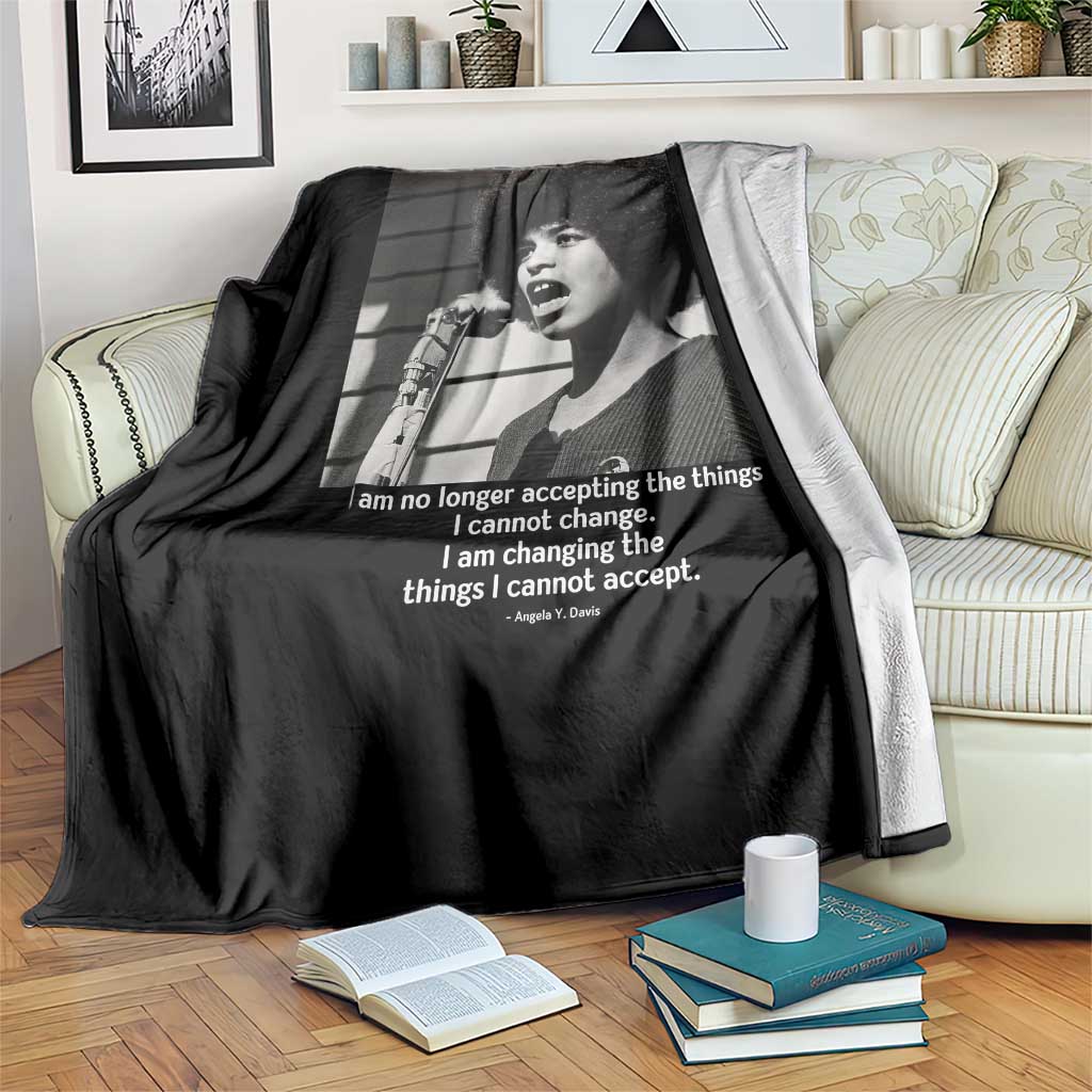 Angela Davis Inspirational Quote Throw Blanket Black History African Pride Power - Wonder Print Shop