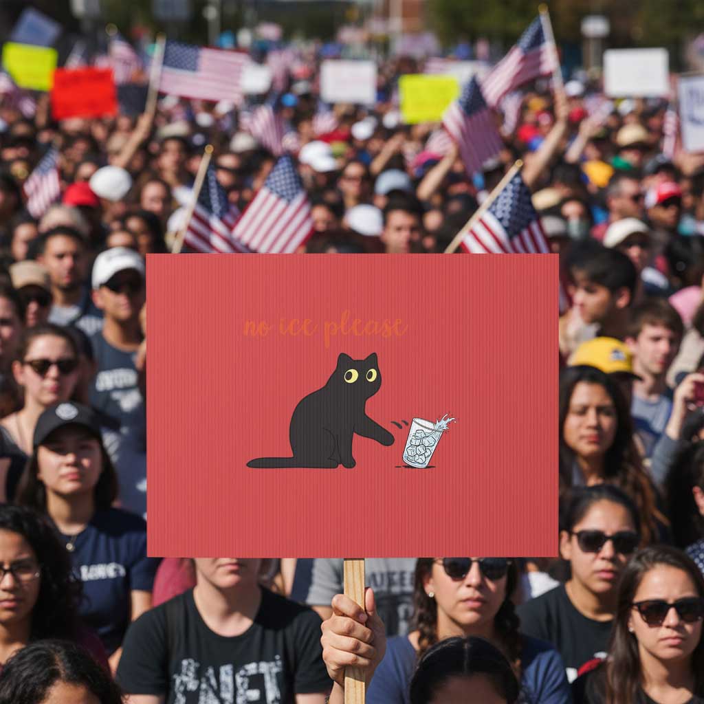 No Ice Please Protest Sign Funny Cat Abolish ICE Meme Protest