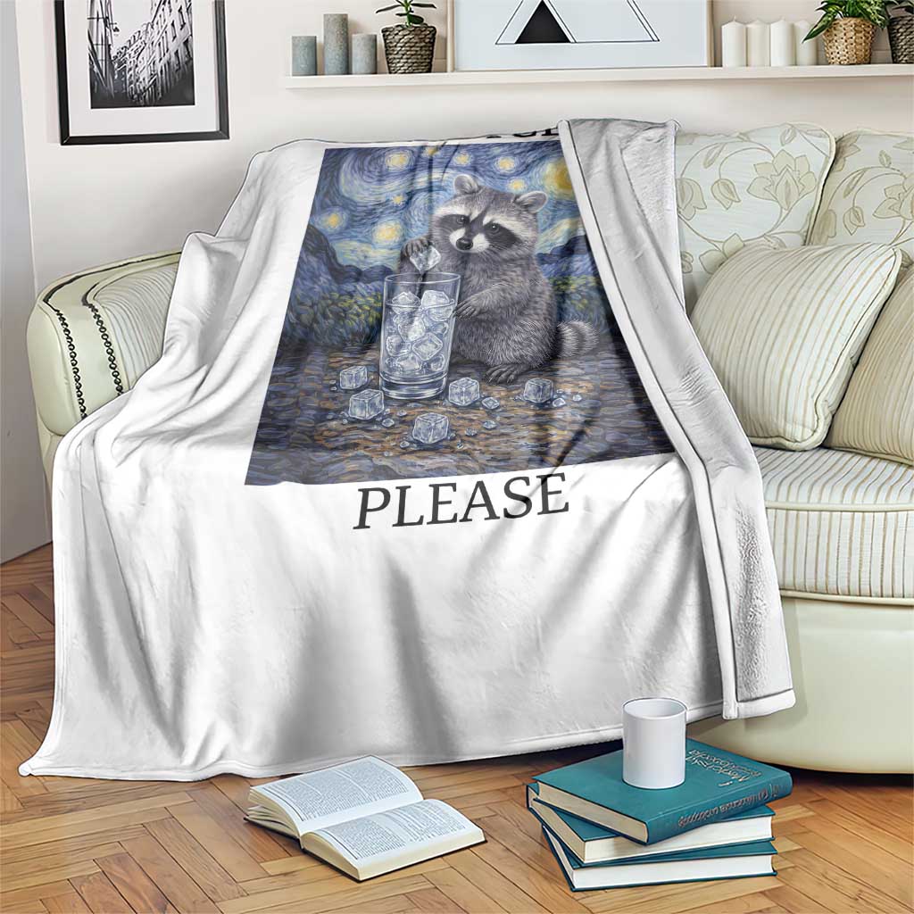 No Ice Please Throw Blanket Starry Night Raccoon Trash Panda Anti ICE Meme