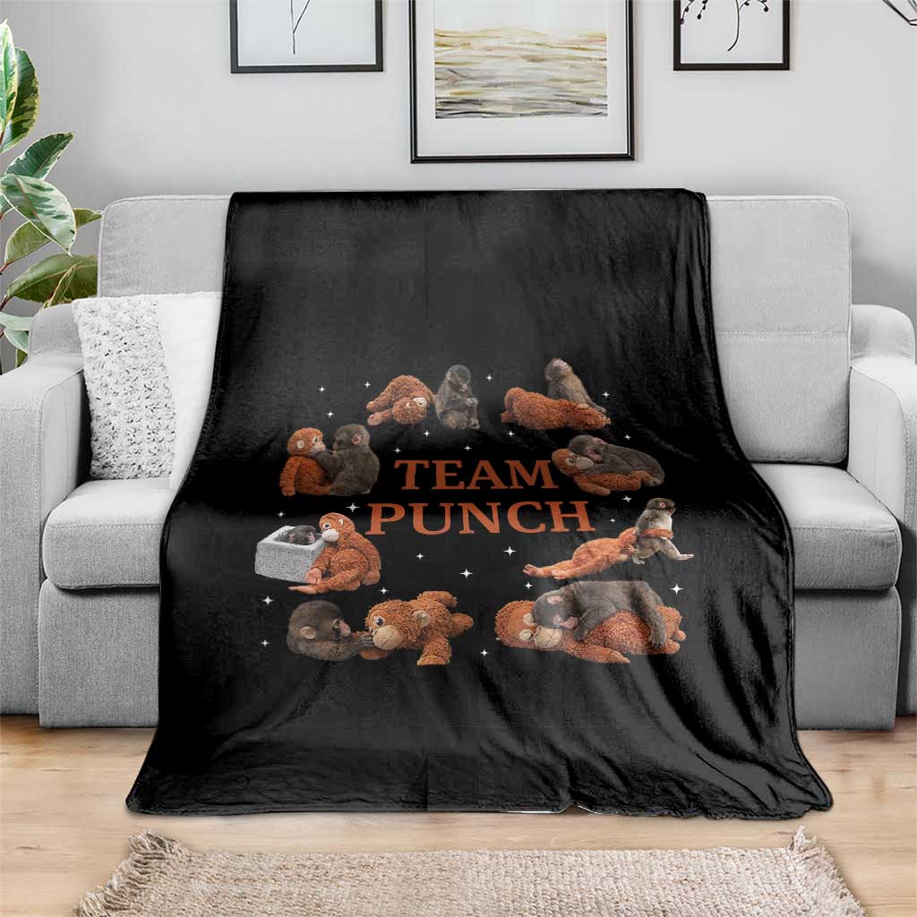 Team Punch Monkey Throw Blanket Viral Baby Monkey Meme