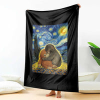 Punch Monkey Starry Night Viral Trend Throw Blanket