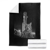 Funny Cat Selfie Lunar Mission 2026 Throw Blanket