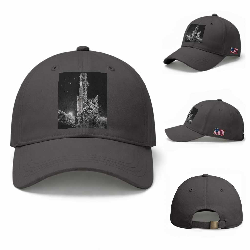 Funny Cat Selfie Lunar Mission 2026 Baseball Cap