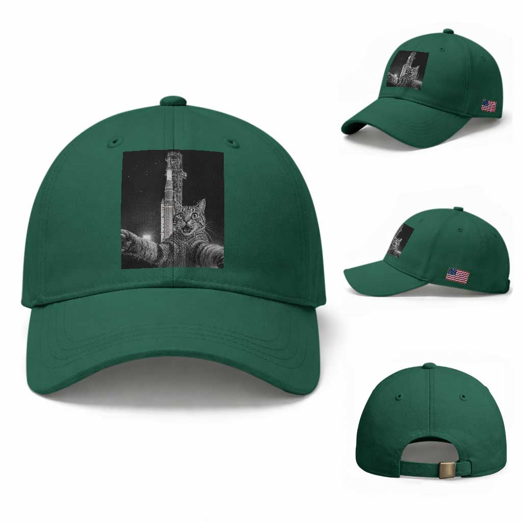 Funny Cat Selfie Lunar Mission 2026 Baseball Cap