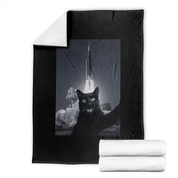 Funny Black Cat Selfie Throw Blanket Back To The Moon Mission 2026