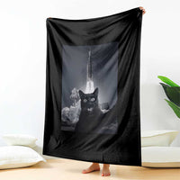 Funny Black Cat Selfie Throw Blanket Back To The Moon Mission 2026