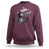 Black Cat Halloween Sweatshirt Skeleton Hand Boop - Wonder Print Shop