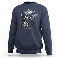 Black Cat Halloween Sweatshirt Skeleton Hand Boop - Wonder Print Shop