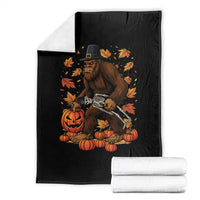 Funny Bigfoot Skeleton Throw Blanket Thanksgiving Day Sasquatch Pilgrim - Wonder Print Shop