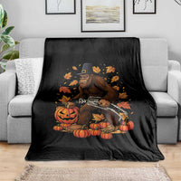 Funny Bigfoot Skeleton Throw Blanket Thanksgiving Day Sasquatch Pilgrim - Wonder Print Shop