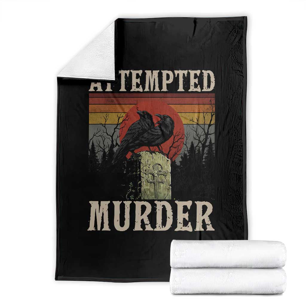 Funny Literary Throw Blanket Attempted Murder Two Crows Bird on Branch - Wonder Print Shop
