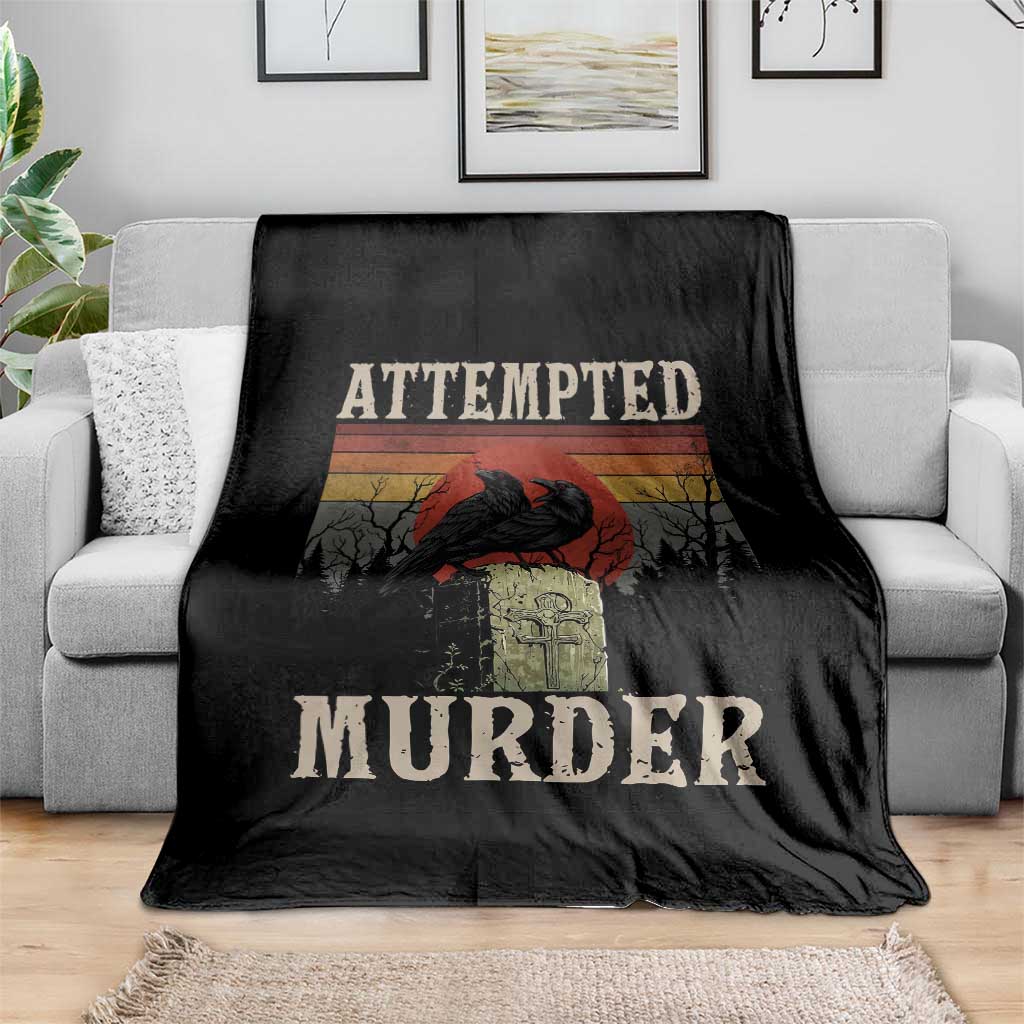 Funny Literary Throw Blanket Attempted Murder Two Crows Bird on Branch - Wonder Print Shop