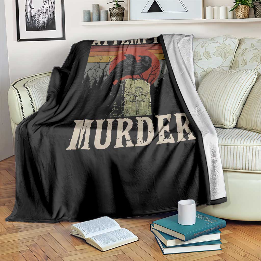 Funny Literary Throw Blanket Attempted Murder Two Crows Bird on Branch - Wonder Print Shop
