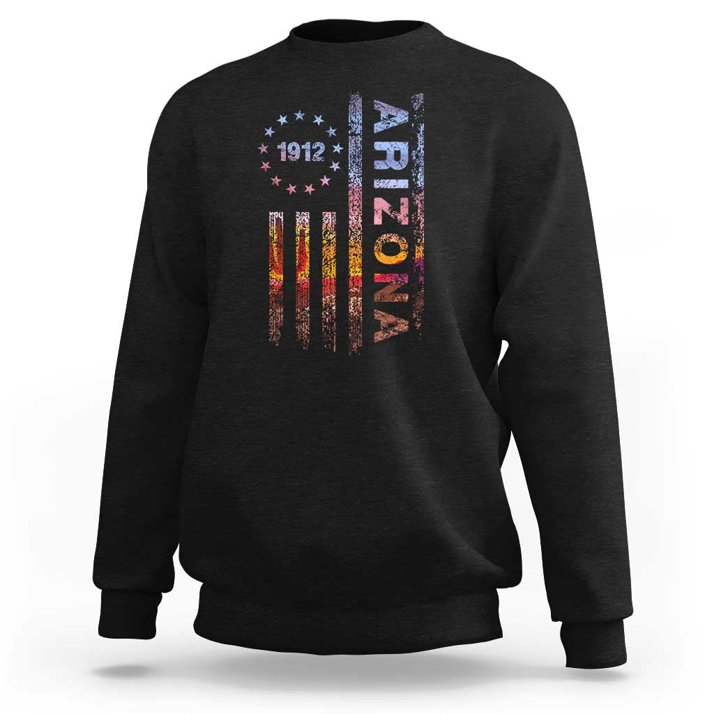Arizona American Flag Pride Cactus Landscape Established 1912 Sweatshirt