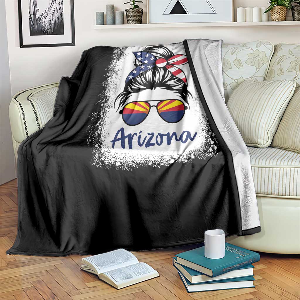 Arizona American Flag Messy Bun Pride Throw Blanket