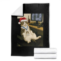 Funny Cat Christmas Throw Blanket Night Time Security Guard - Wonder Print Shop