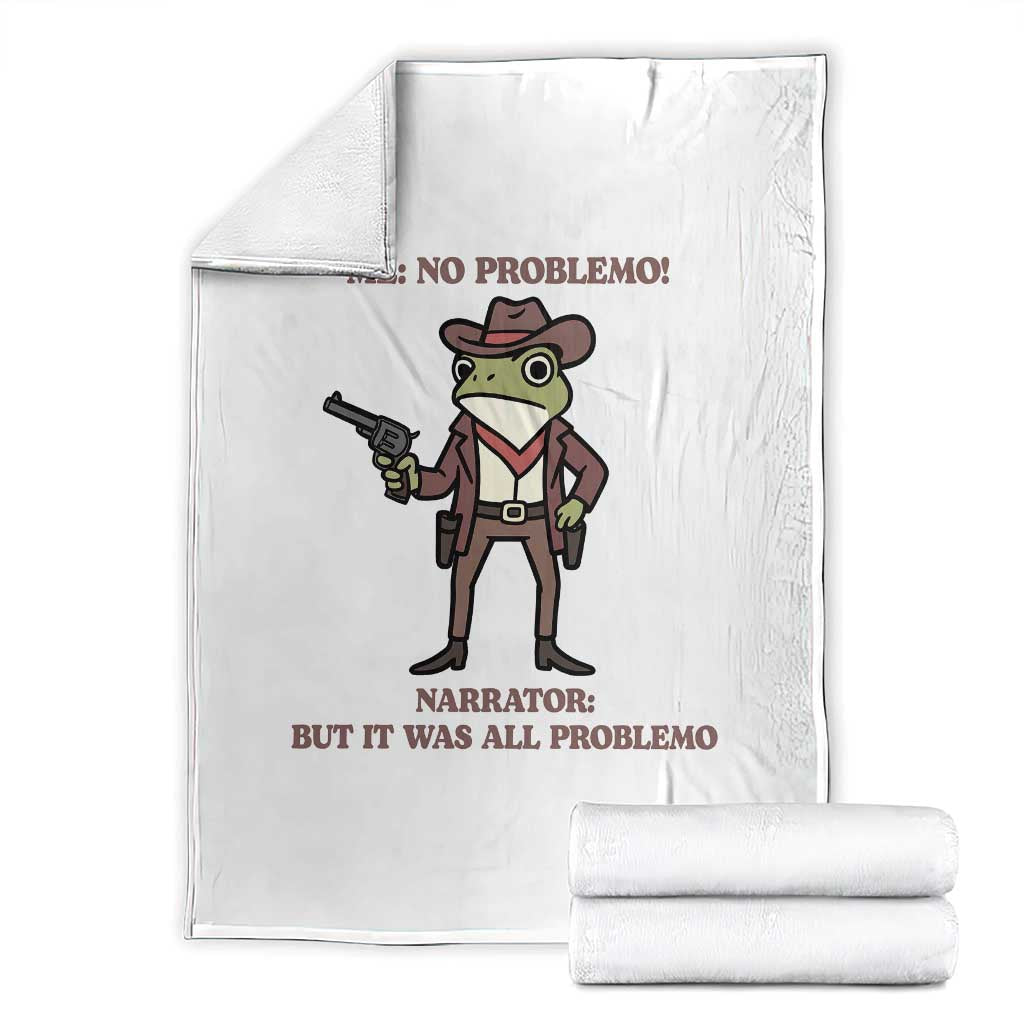 Cowboy Frog Meme Throw Blanket Funny Me No Problemo Narrator - Wonder Print Shop