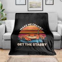 Funny Crab Meme Y2K Throw Blanket Make Me Crabby Get The Stabby - Wonder Print Shop