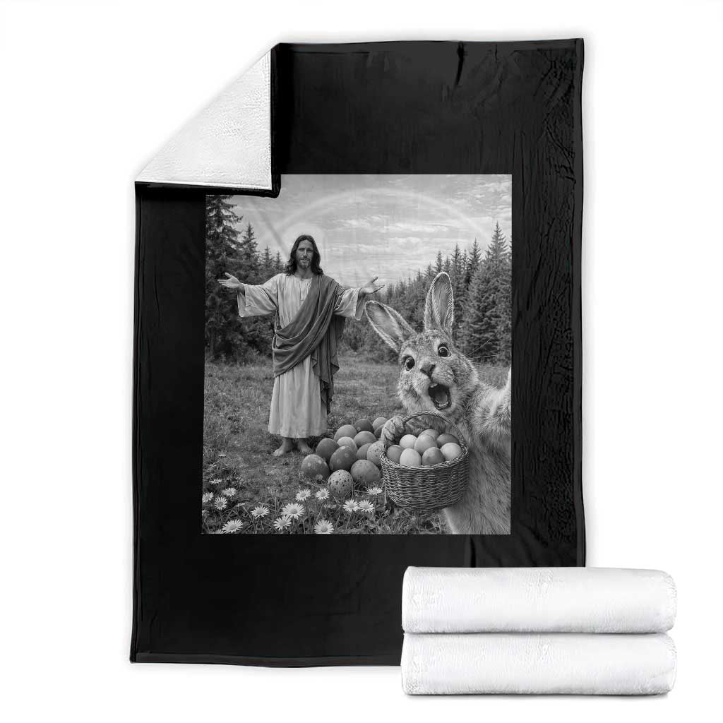Funny Easter Jesus Throw Blanket Christian Jesus Bunny Selfie Religious