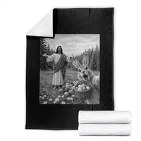 Funny Easter Jesus Throw Blanket Christian Jesus Bunny Selfie Religious