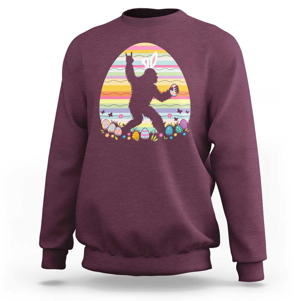 Funny Bigfot Easter Sweatshirt Sasquatch Rock On Rabbit