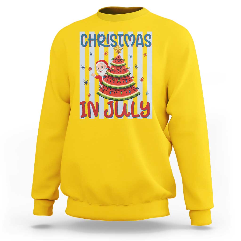 Funny Santa Christmas in July Sweatshirt Melon Christmas Tree Summer