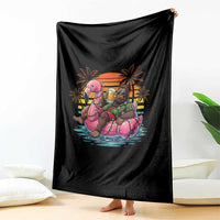 Funny Bigfoot Drinking Beer Christmas in July Throw Blanket