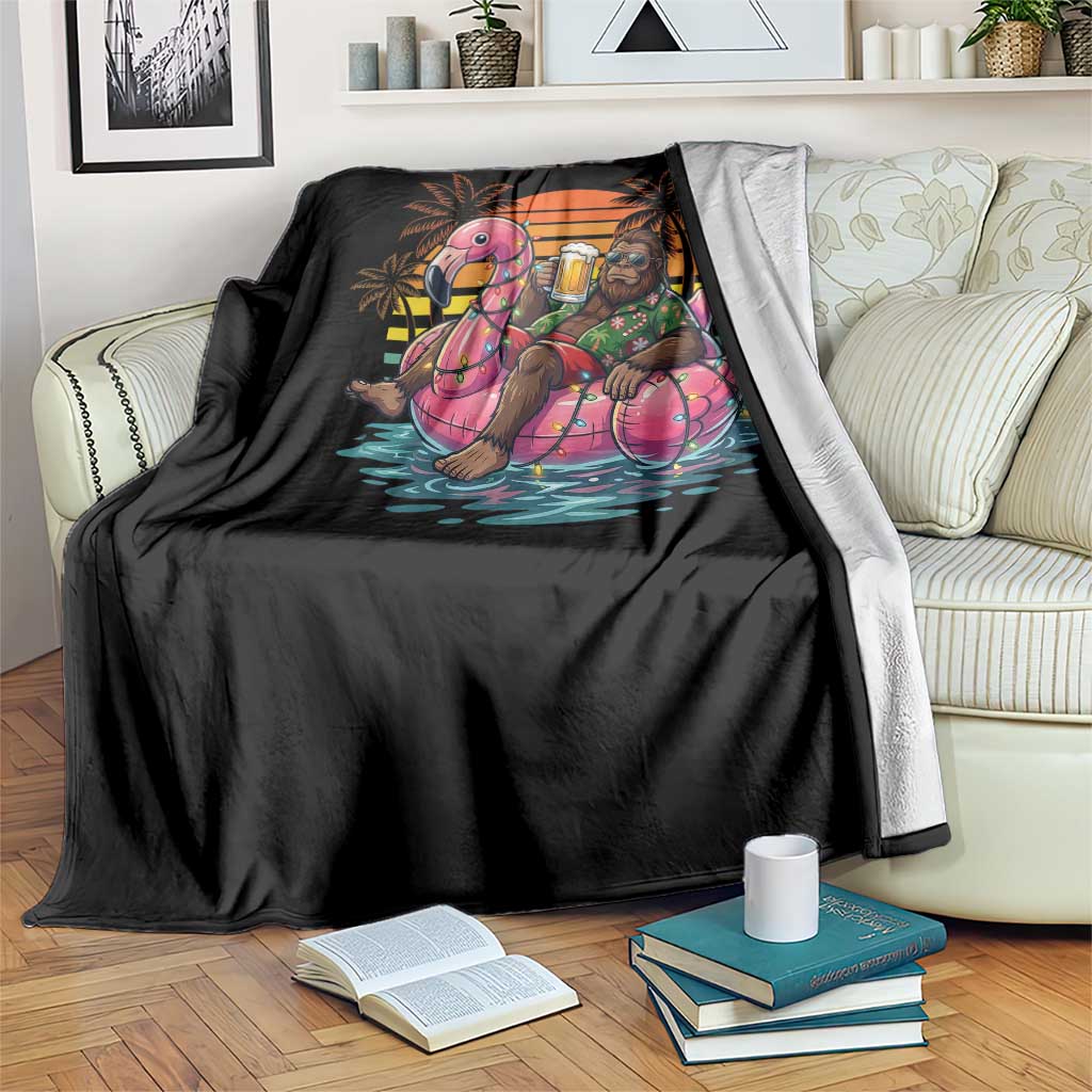 Funny Bigfoot Drinking Beer Christmas in July Throw Blanket