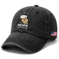 Nope Not Today Washed Cotton Baseball Cap Funny Lazy Capybara Meme