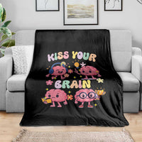 Kiss Your Brain Throw Blanket Funny Teacher - Wonder Print Shop
