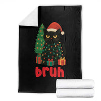 Funny Cat Bruh Christmas Throw Blanket Silly Meme Kitty Xmas - Wonder Print Shop