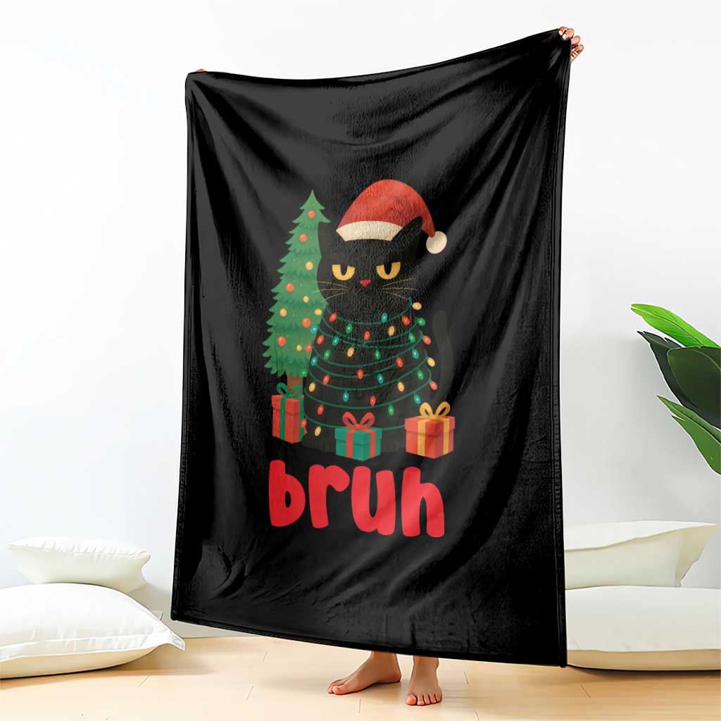 Funny Cat Bruh Christmas Throw Blanket Silly Meme Kitty Xmas - Wonder Print Shop
