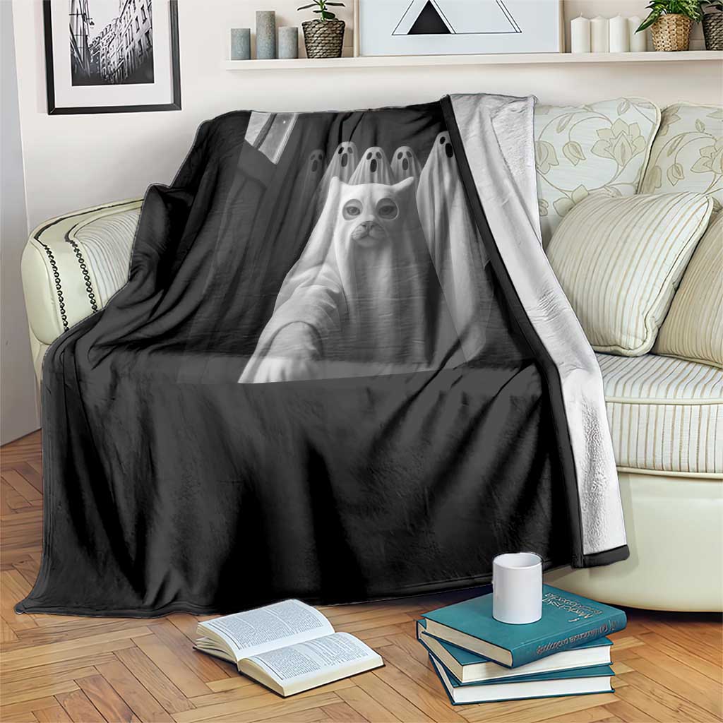 Funny Ghost Cat Halloween Meme Throw Blanket - Wonder Print Shop