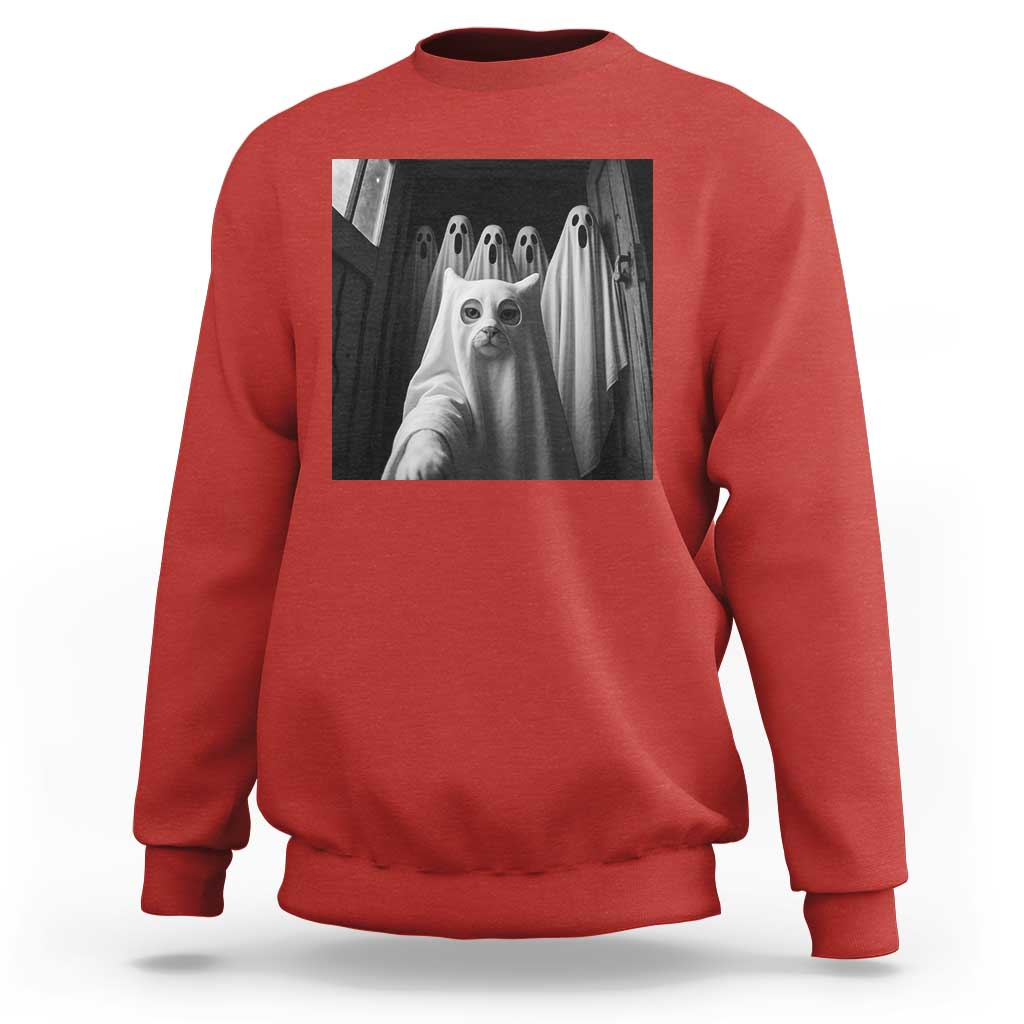 Funny Ghost Cat Halloween Meme Sweatshirt - Wonder Print Shop