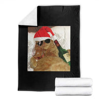 Funny Cat Drinking Wine Christmas Throw Blanket - Wonder Print Shop