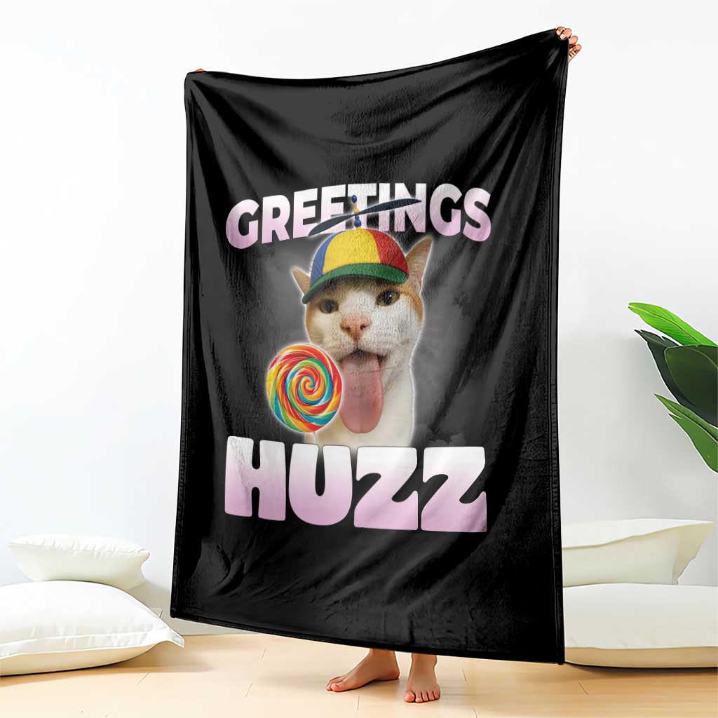 Funny Cat Meme Throw Blanket Greetings Huzz - Wonder Print Shop