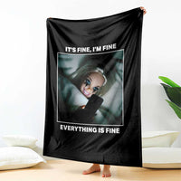 Funny Doll Face Meme Throw Blanket It Is Fine I Am Fine Everything Is Fine - Wonder Print Shop