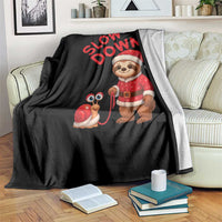 Funny Sloth Snail Christmas Throw Blanket Slow Down Xmas - Wonder Print Shop