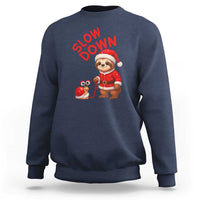 Funny Sloth Snail Christmas Sweatshirt Slow Down Xmas - Wonder Print Shop