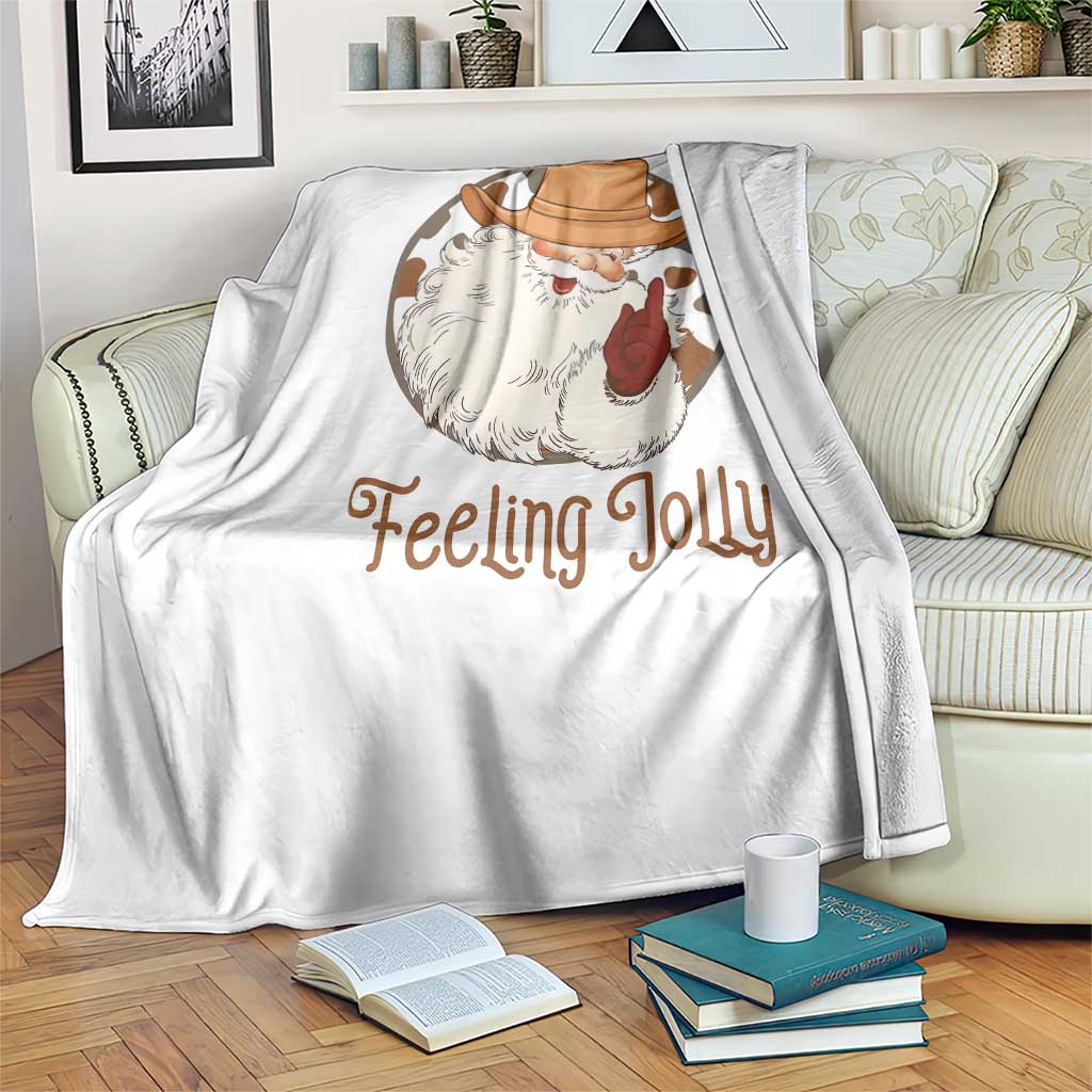 Black Cowboy Santa Christmas Throw Blanket Feeling Jolly - Wonder Print Shop